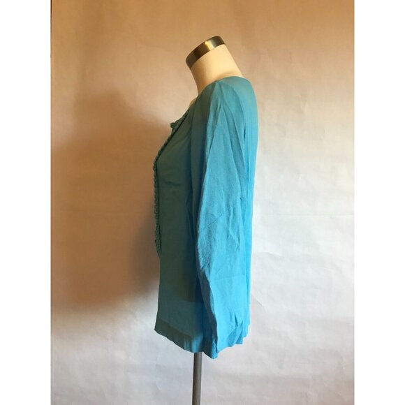 Diane Von Furstenberg Blue Embellished Iliana Top Blouse, Size 8 (US) - Picture 6 of 8